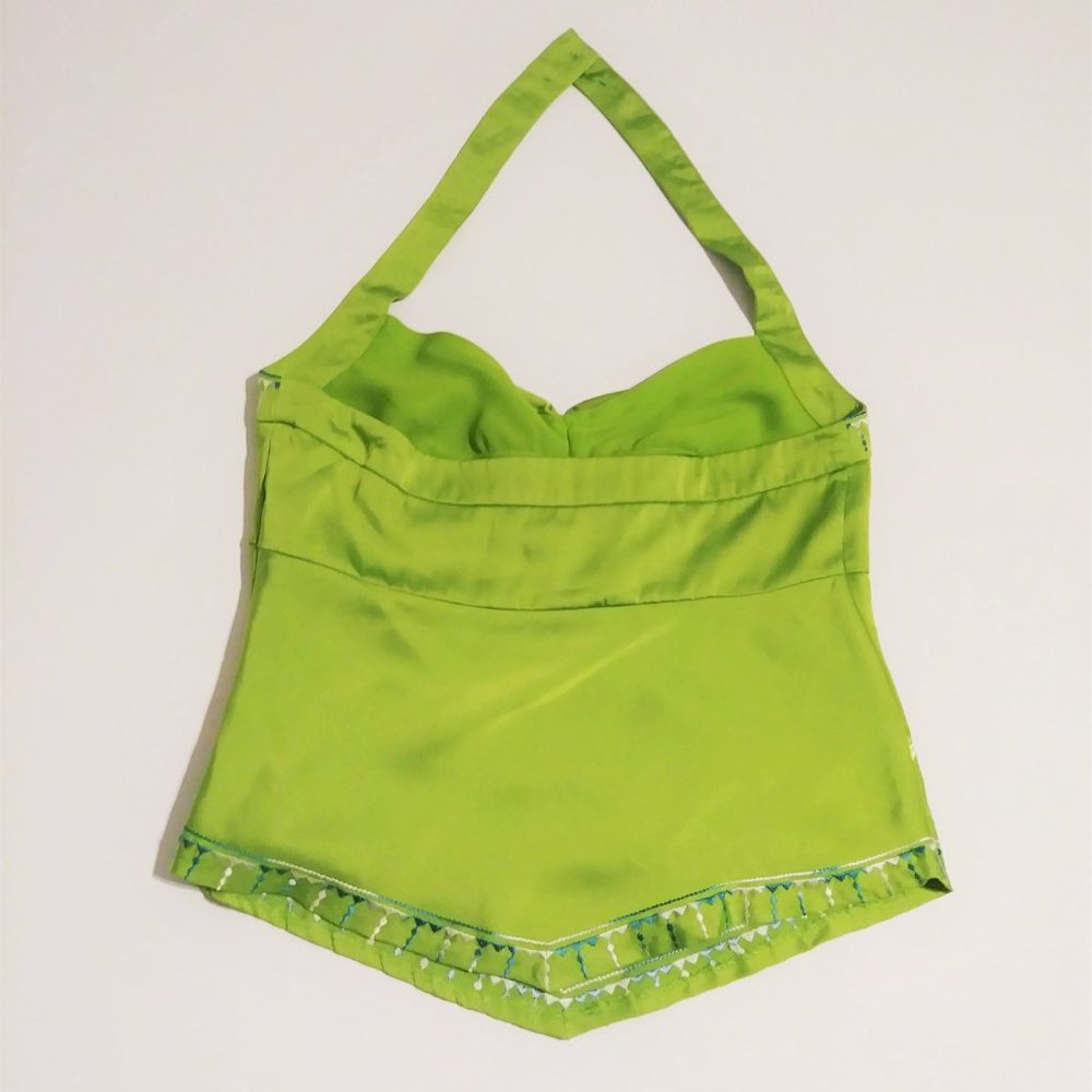 Bandolino Lime Green Embroidered Floral Halter Top - Picture 5 of 6